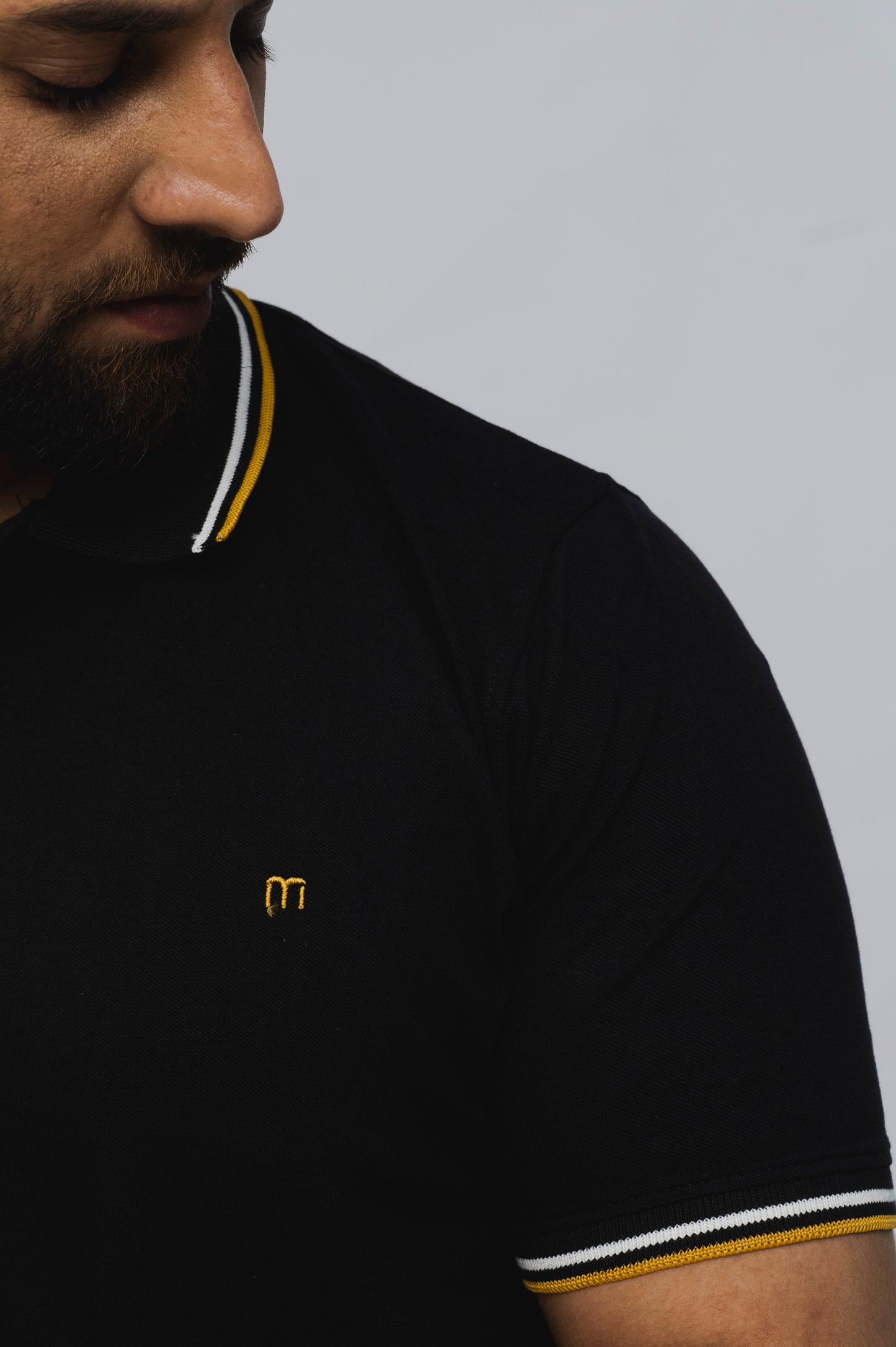 M Emblem Stretch Polo Tipping Collar (Black)