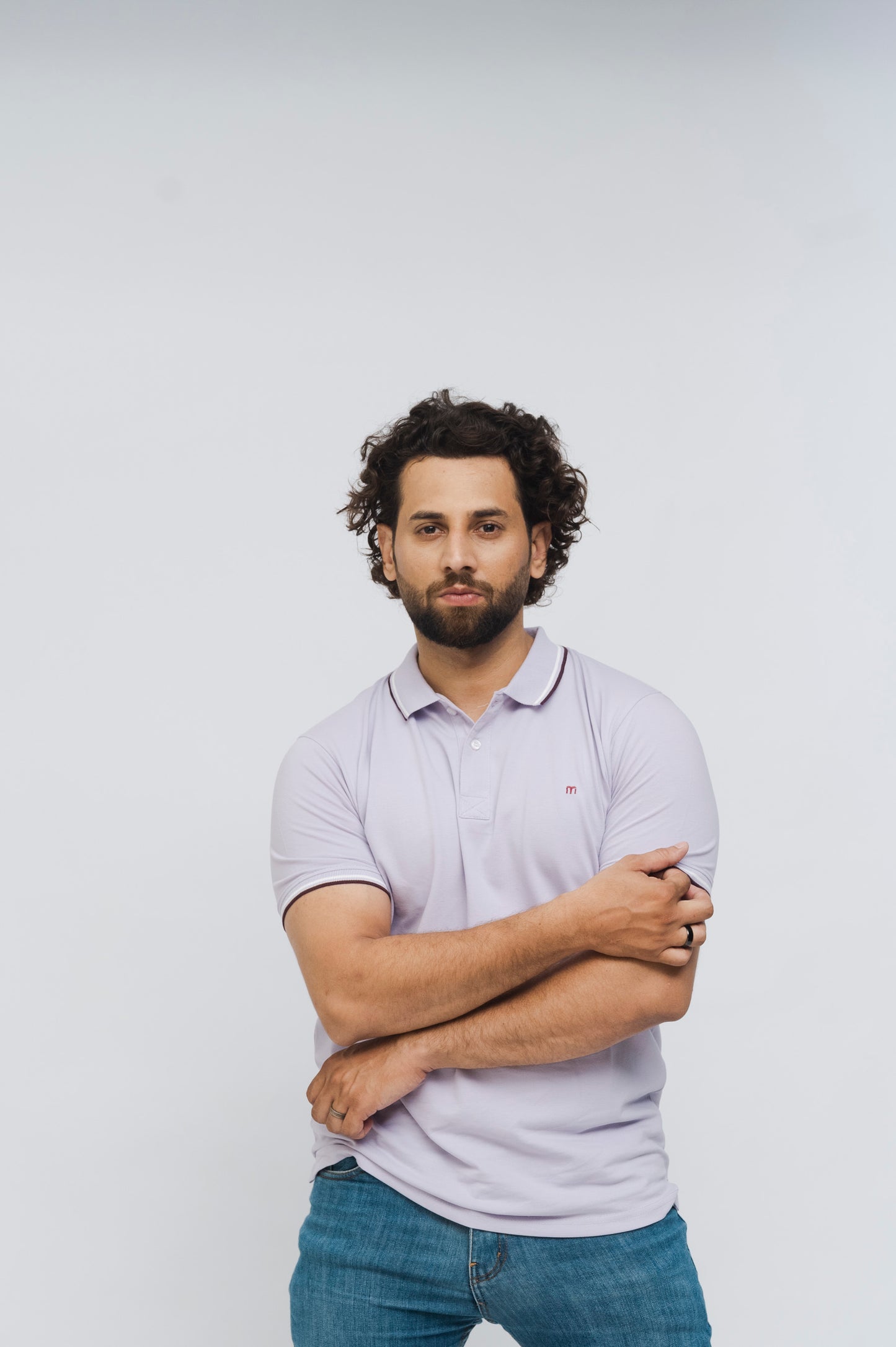 M Emblem Stretch Polo Tipping Collar (Lilac)
