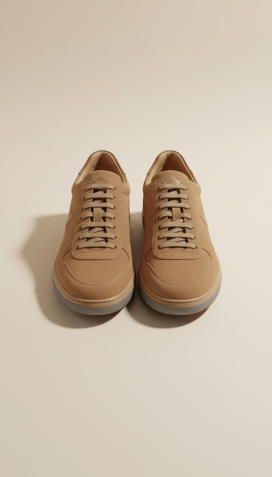 Camel Suede Minimalist Low-Top