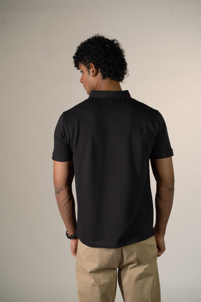 M Emblem Stretch Polo (Black)
