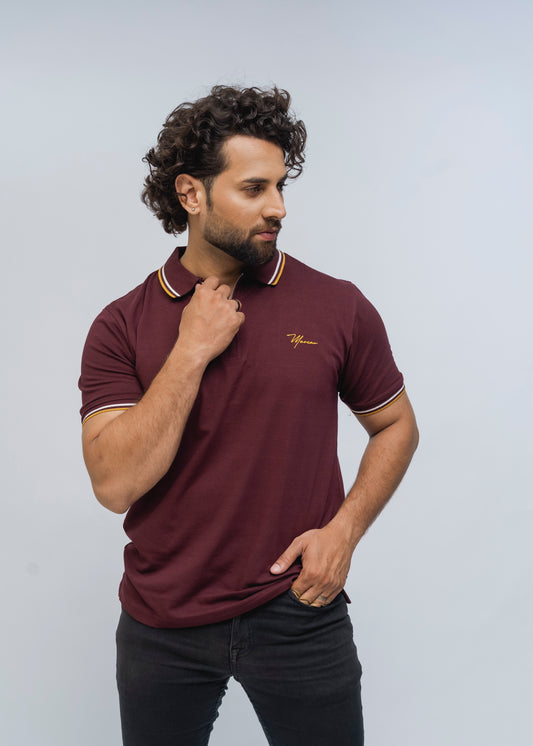 Zénzip Polo Signature Stretch  (Maroon)