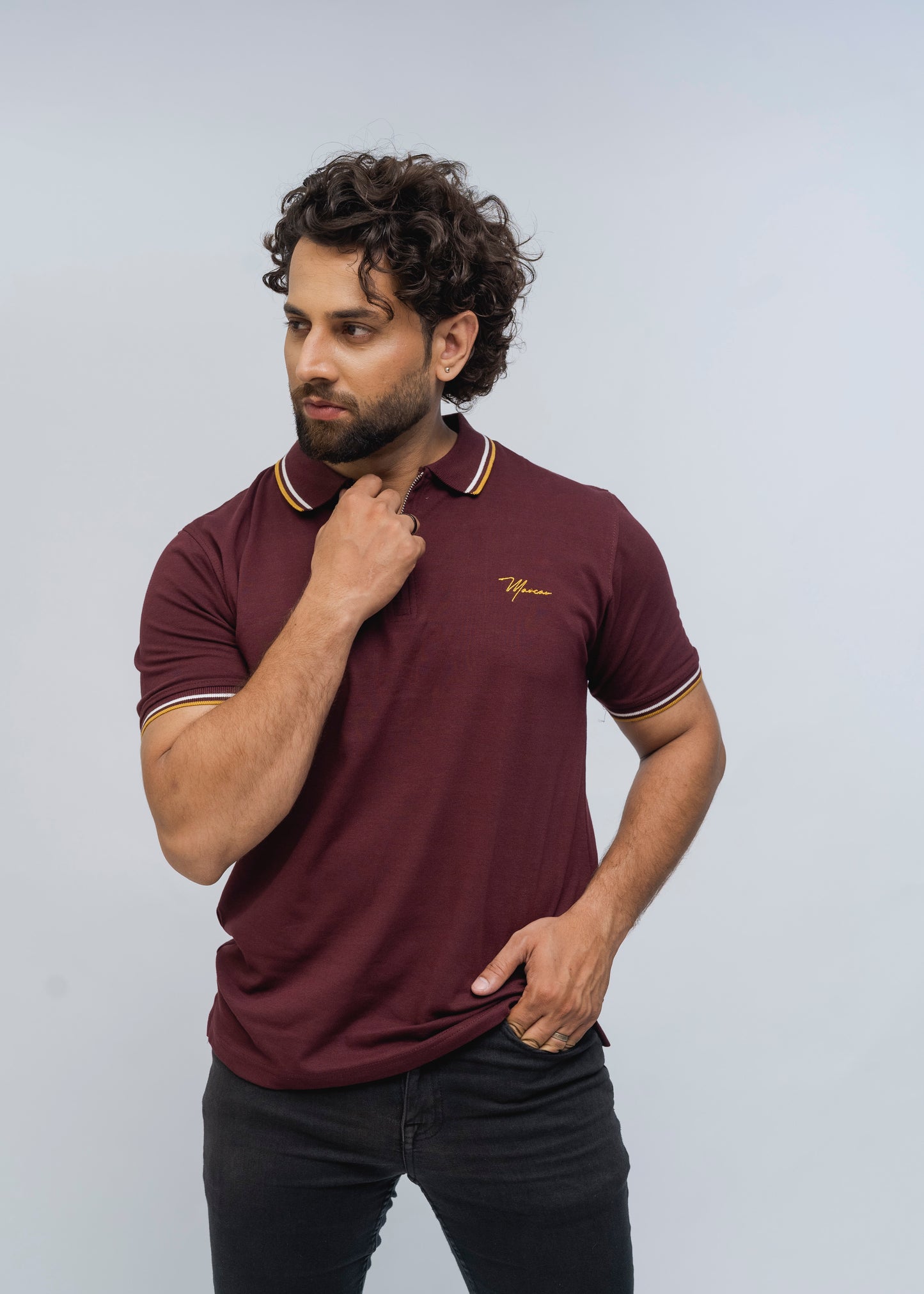 Zénzip Polo Signature Stretch  (Maroon)