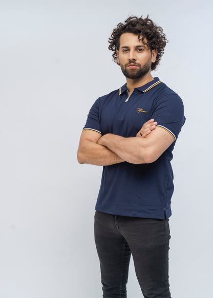 Zénzip  Signature Stretch Polo  (Navy)