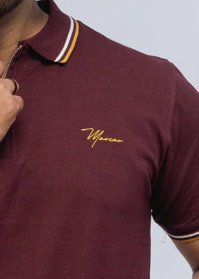 Zénzip Polo Signature Stretch  (Maroon)