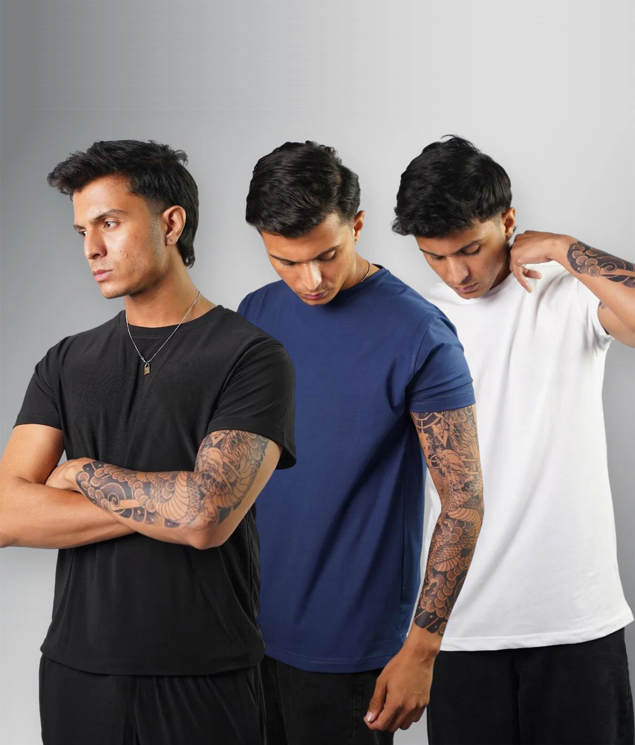 Essentials Trio Pack (Black/White/Denim Blue)