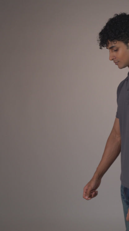 Buttonaire Polo Laurel Stretch - Carbon Grey